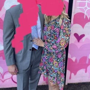 High low one shoulder long sleeve dress.